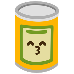 kissing face with smiling eyes and canned food