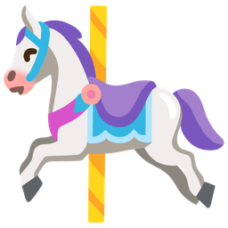 kissing face with smiling eyes and carousel horse