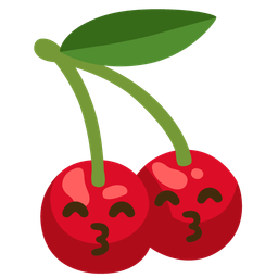 kissing face with smiling eyes and cherries