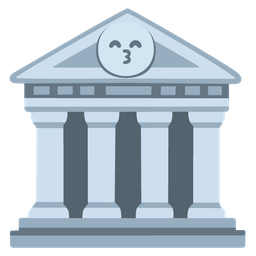 kissing face with smiling eyes and classical building