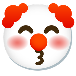 kissing face with smiling eyes and clown face