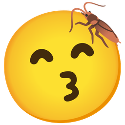 kissing face with smiling eyes and cockroach