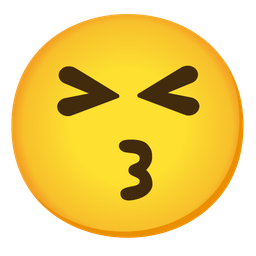 kissing face with smiling eyes and confounded face