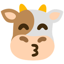 kissing face with smiling eyes and cow face