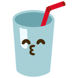 kissing face with smiling eyes and cup with straw