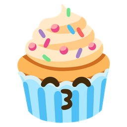 kissing face with smiling eyes and cupcake