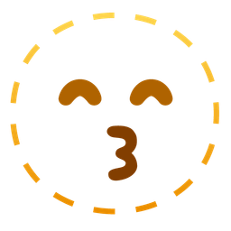 kissing face with smiling eyes and dotted line face