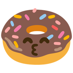 kissing face with smiling eyes and doughnut