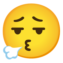 kissing face with smiling eyes and face exhaling