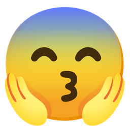 kissing face with smiling eyes and face screaming in fear