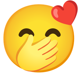 Kissing face with smiling eyes and Face with hand over mouth