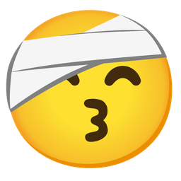 kissing face with smiling eyes and face with head-bandage