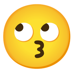 kissing face with smiling eyes and face with rolling eyes