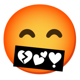 kissing face with smiling eyes and face with symbols on mouth