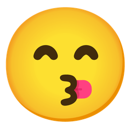 Kissing face with smiling eyes and Face with tongue