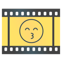 kissing face with smiling eyes and film frames