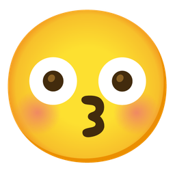 kissing face with smiling eyes and flushed face