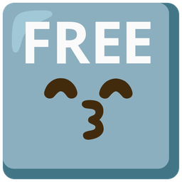 kissing face with smiling eyes and FREE button