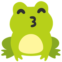 kissing face with smiling eyes and frog