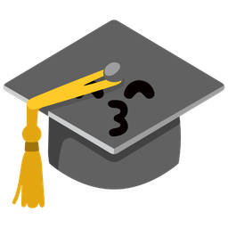 kissing face with smiling eyes and graduation cap