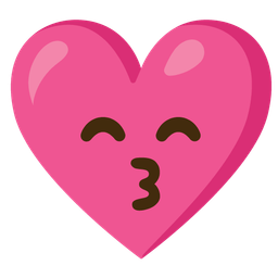 kissing face with smiling eyes and heart with ribbon