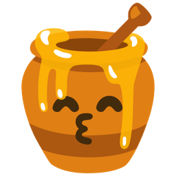 kissing face with smiling eyes and honey pot