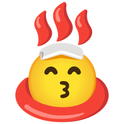 kissing face with smiling eyes and hot springs