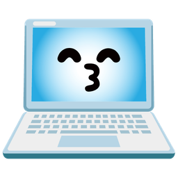 kissing face with smiling eyes and laptop