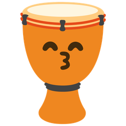 kissing face with smiling eyes and long drum