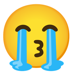 kissing face with smiling eyes and loudly crying face