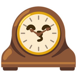 kissing face with smiling eyes and mantelpiece clock