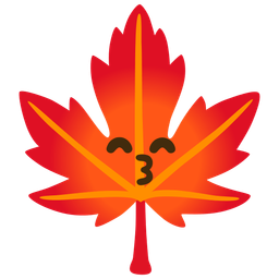 kissing face with smiling eyes and maple leaf