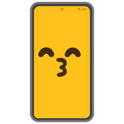 kissing face with smiling eyes and mobile phone