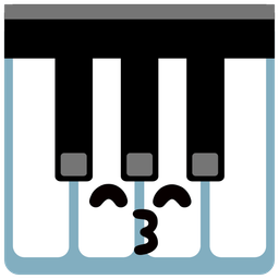 kissing face with smiling eyes and musical keyboard