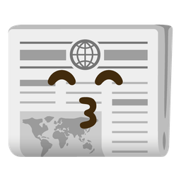 kissing face with smiling eyes and newspaper