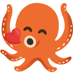 kissing face with smiling eyes and octopus