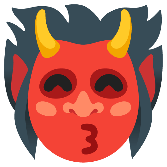 Kissing face with smiling eyes and Ogre