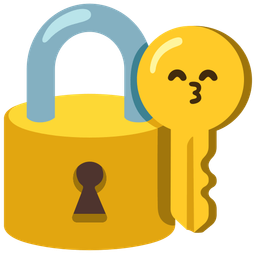 kissing face with smiling eyes and old key