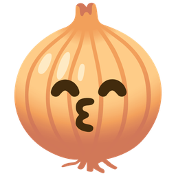 kissing face with smiling eyes and onion