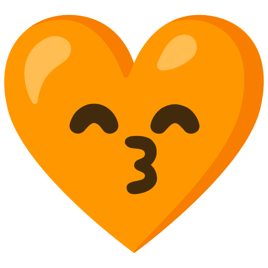 Kissing face with smiling eyes and Orange heart