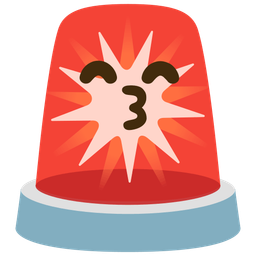 kissing face with smiling eyes and police car light