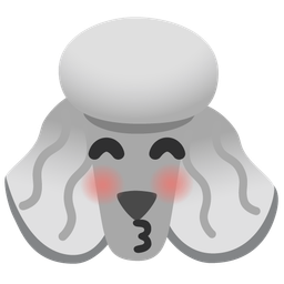 kissing face with smiling eyes and poodle