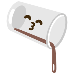 kissing face with smiling eyes and pouring liquid