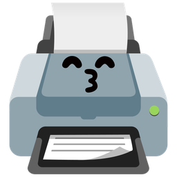 kissing face with smiling eyes and printer