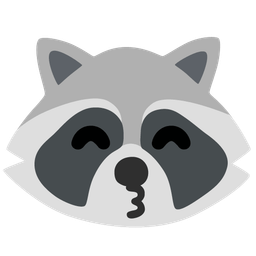 kissing face with smiling eyes and raccoon