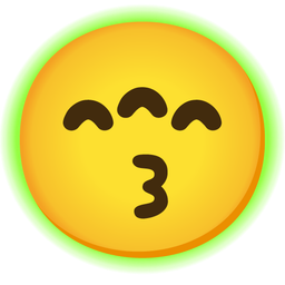 kissing face with smiling eyes and radioactive