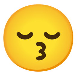 kissing face with smiling eyes and relieved face