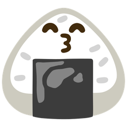 kissing face with smiling eyes and rice ball