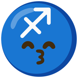 kissing face with smiling eyes and Sagittarius