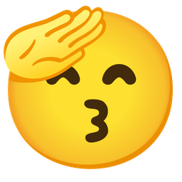 kissing face with smiling eyes and saluting face